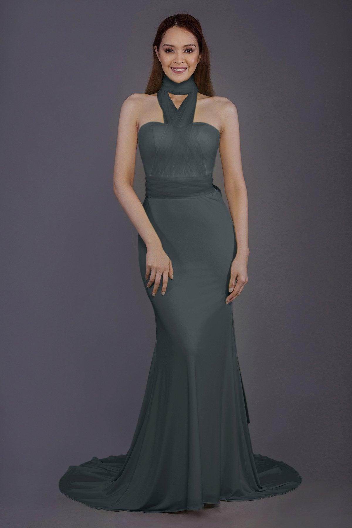 Mermaid Court Train Knitted Fabric Bridesmaid Dress PR3498 - COCOMELODY